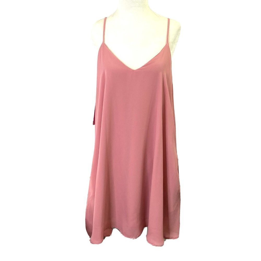 Peach Love California Dress Womens size Small Spaghetti Strap Lined Pockets Pink